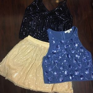 Bundle - 1 navy crop top & cream skirt